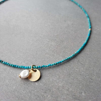 Delikatny choker z turkusami - obrazek 8